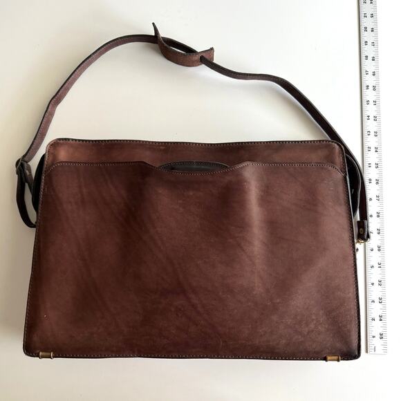Lion Leather Products Vintage USA Made Mid Modern Style Brown Leather Briefcase - Picture 9 of 10